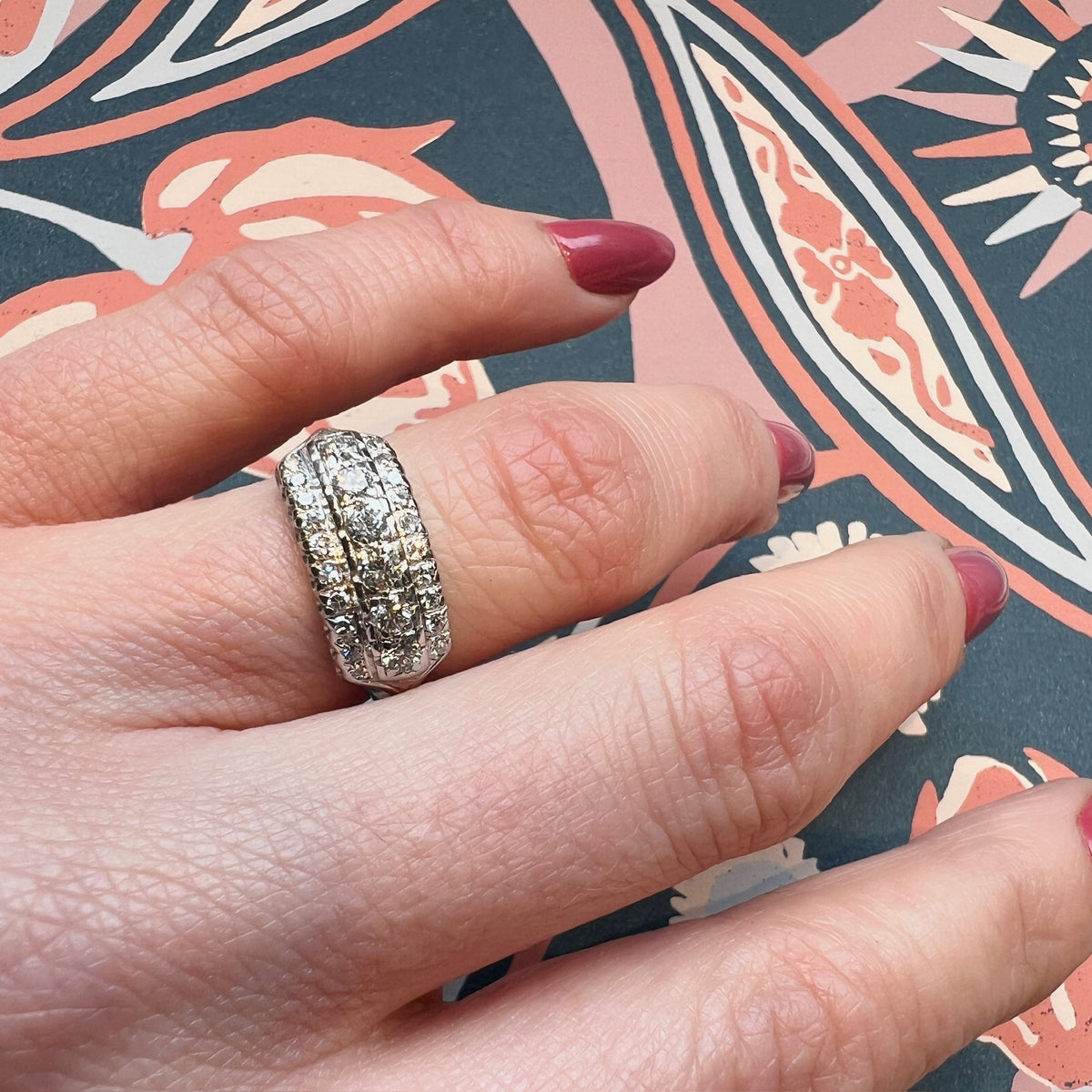 Triple Row Dazzling Diamond Platinum Band