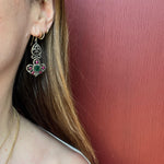 Opulent Emerald, Ruby & Diamond Estate Earrings