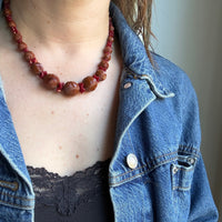 Fabulous Brick & Umber Czech Glass Bead Necklace