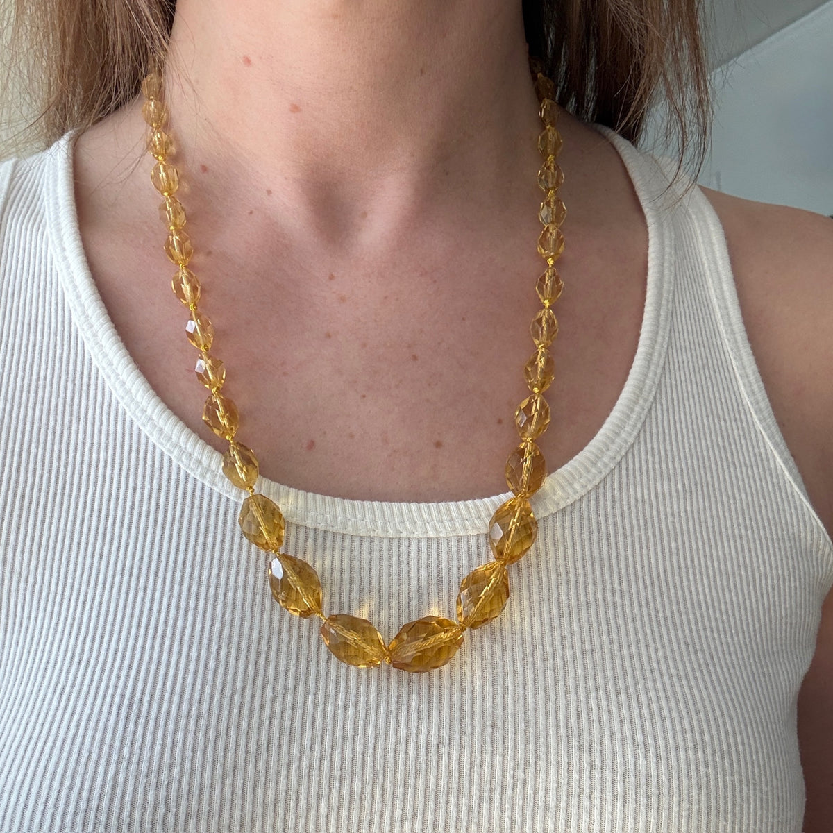 Incredible Electric Yellow Glass Bead Necklace