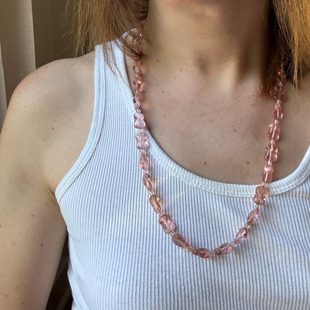 Pink Glass Beads with a Twist