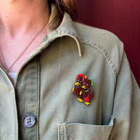 Whimsical Wooden Duck Couple Brooch