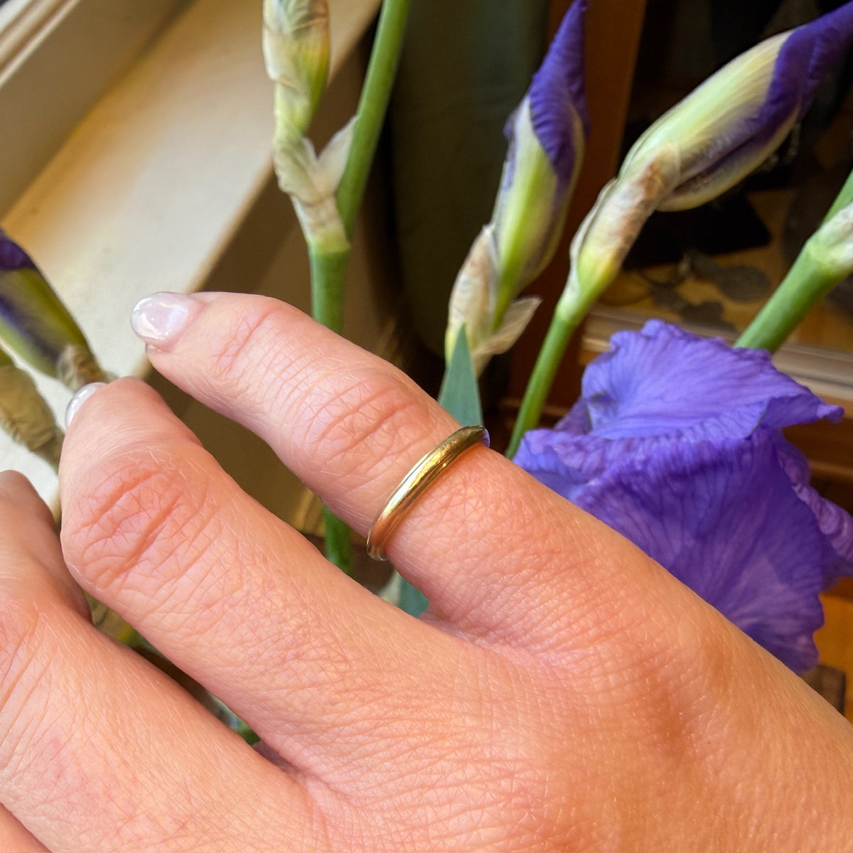 Cutie Ridged 14k Gold Pinky Ring