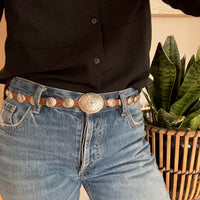 Rocker Stamp Coin Silver Concho Belt