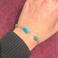 Turquoise Bead & Gold Filled Chain Bracelet by Brin