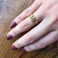 Ruby & Diamond Quincunx 18ct Gold Band