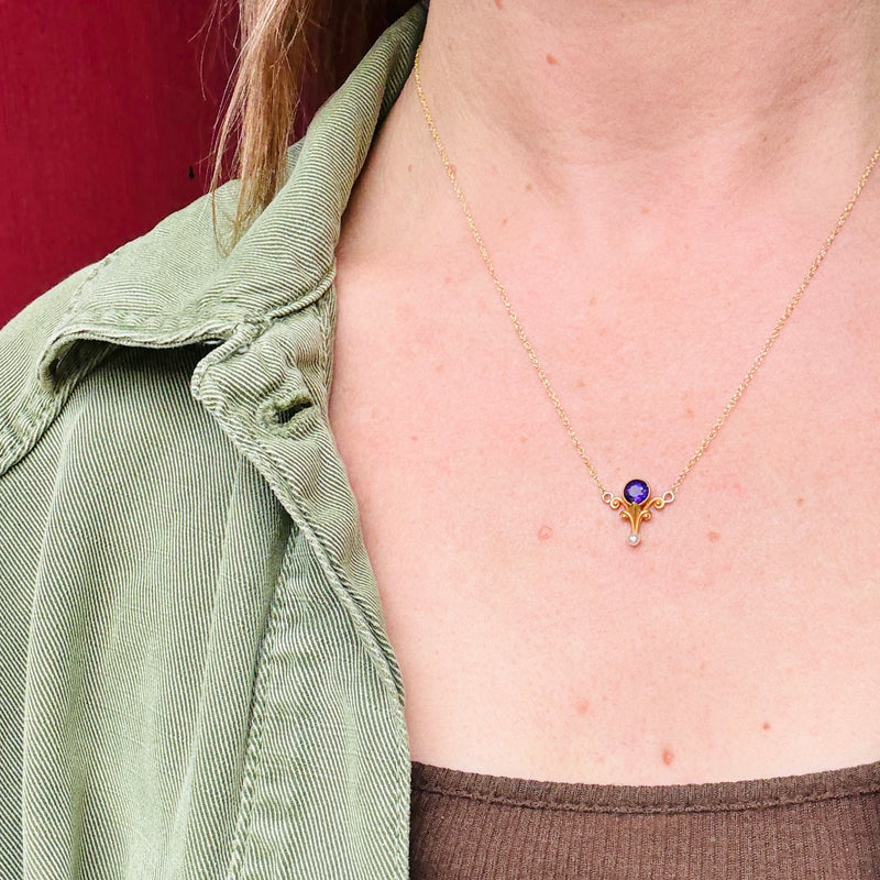 Art Nouveau Amethyst & Pearl Necklace by Blank & Co.