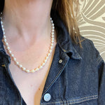 Glossy 19" Baroque Pearls with 14k Gold Filigree Clasp