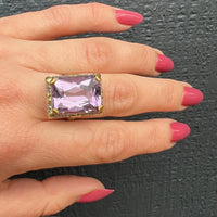 White and Yellow Gold Filigree Amethyst Ring