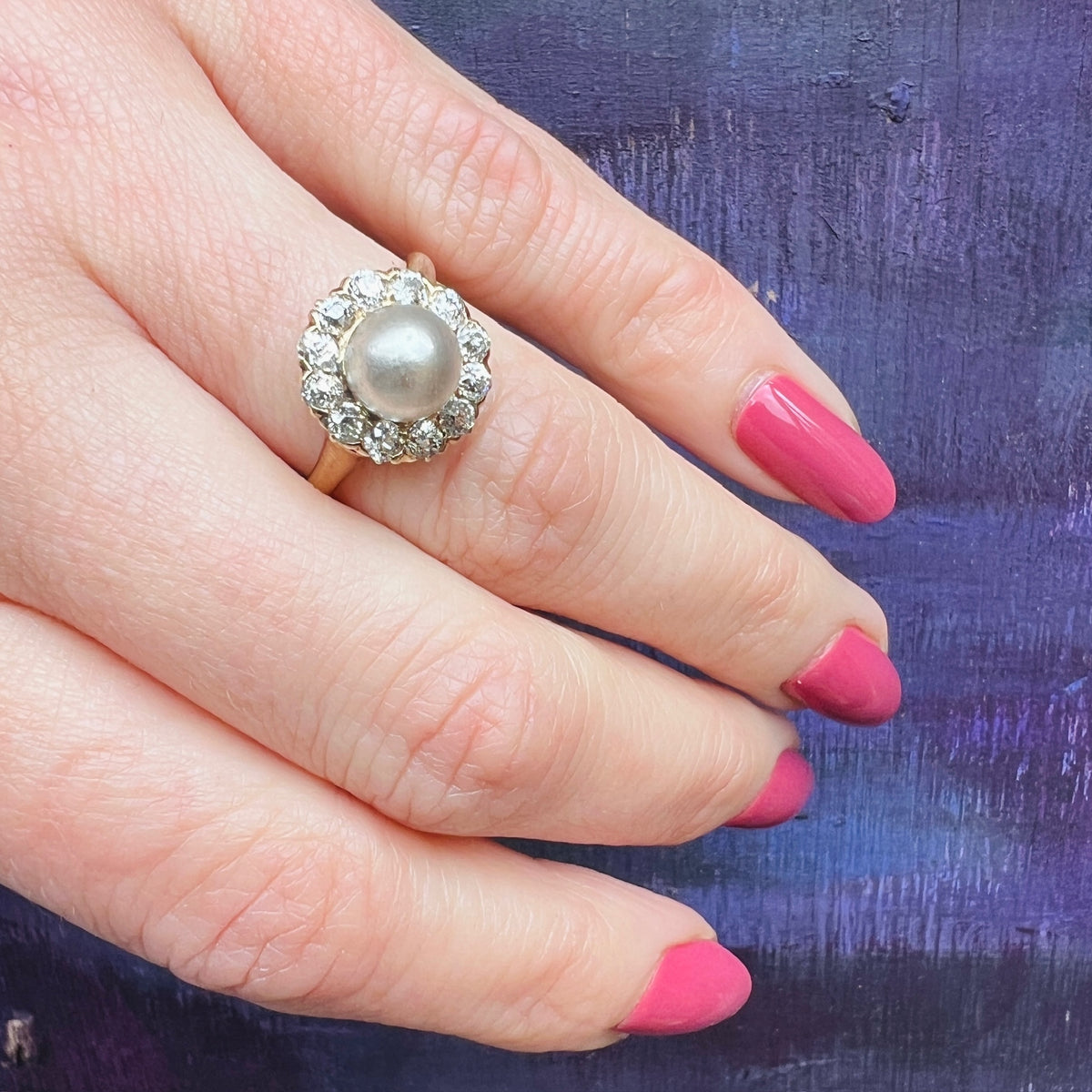 Lovely Pearl and OMC Diamond Halo Ring
