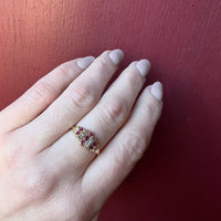 Glittering Ruby & Rose Cut Diamond 18k Gold Band