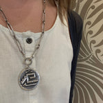Pre Columbian Motif Engraved Sterling Silver Pendant