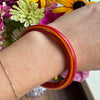 Bright Red Bakelite Bangle with Racy Yellow Stripes