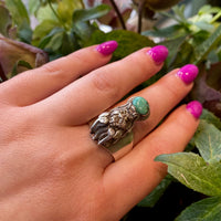 Ferocious Water Dragon Ring in Silver & Turquoise