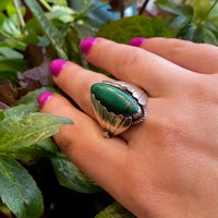 Brilliant Green Malachite in Sterling Silver Ring