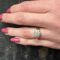 Dazzling Diamond Cluster in Two-Tone Filigree Ring
