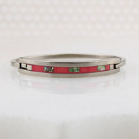Pretty in Pink Mexican Alpaca Silver Hinged Bracelet