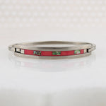 Pretty in Pink Mexican Alpaca Silver Hinged Bracelet