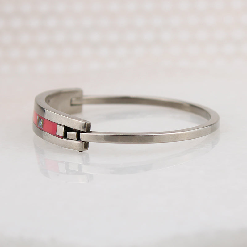 Pretty in Pink Mexican Alpaca Silver Hinged Bracelet