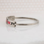 Pretty in Pink Mexican Alpaca Silver Hinged Bracelet