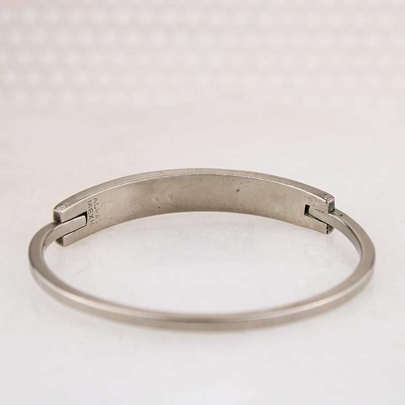 Pretty in Pink Mexican Alpaca Silver Hinged Bracelet