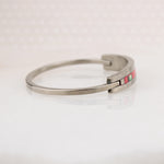 Pretty in Pink Mexican Alpaca Silver Hinged Bracelet