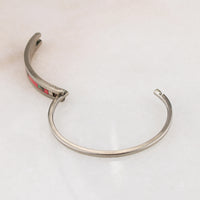 Pretty in Pink Mexican Alpaca Silver Hinged Bracelet