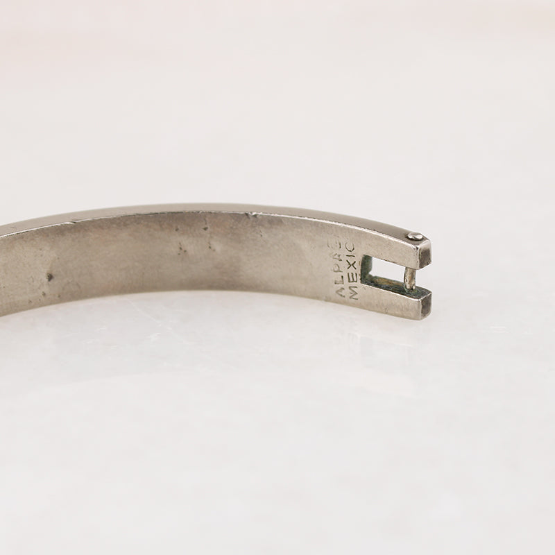 Pretty in Pink Mexican Alpaca Silver Hinged Bracelet