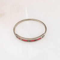 Pretty in Pink Mexican Alpaca Silver Hinged Bracelet