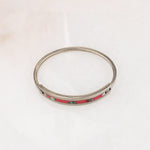 Pretty in Pink Mexican Alpaca Silver Hinged Bracelet