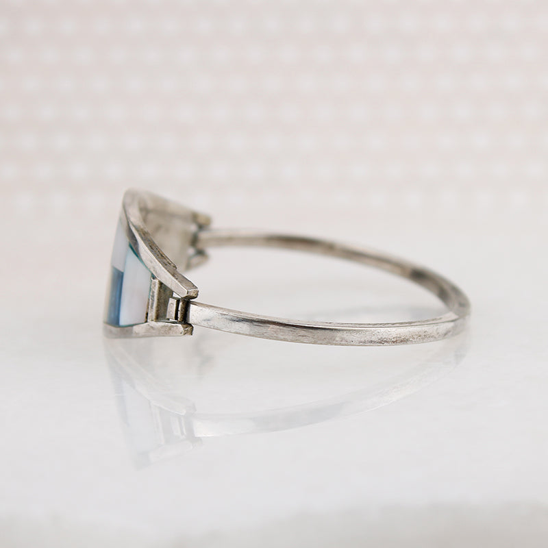 Beautiful Checkerboard Inlay Hinged Bracelet