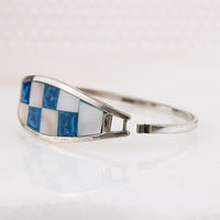 Beautiful Checkerboard Inlay Hinged Bracelet