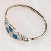 Beautiful Checkerboard Inlay Hinged Bracelet