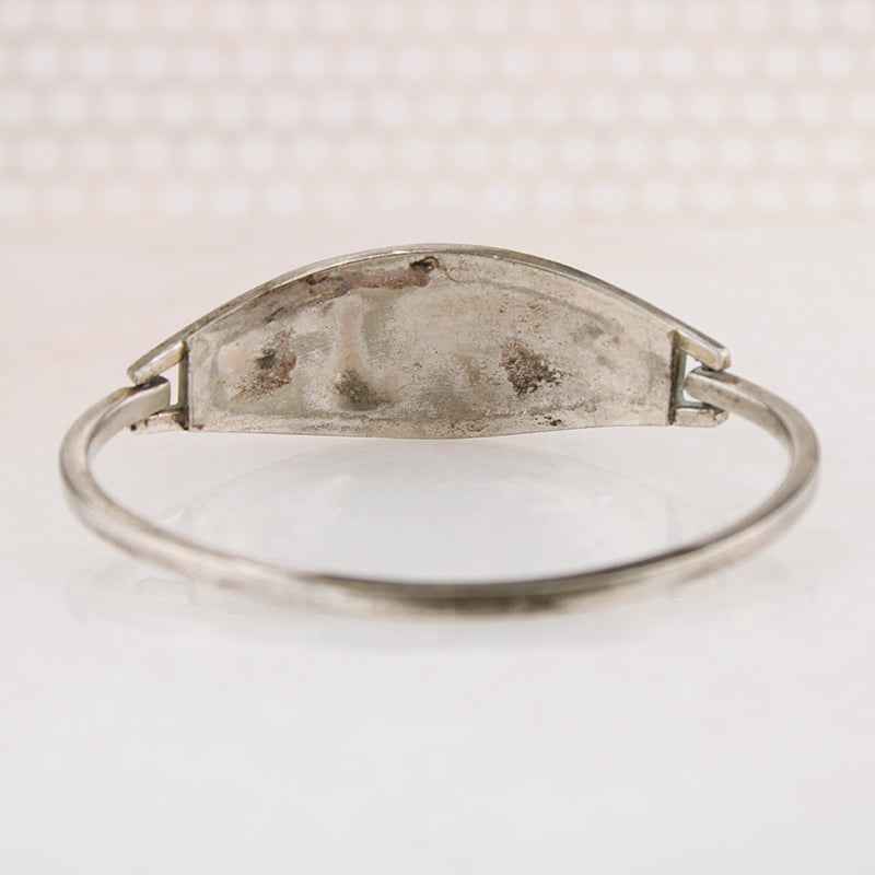 Beautiful Checkerboard Inlay Hinged Bracelet