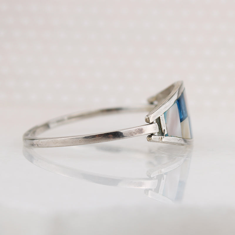 Beautiful Checkerboard Inlay Hinged Bracelet