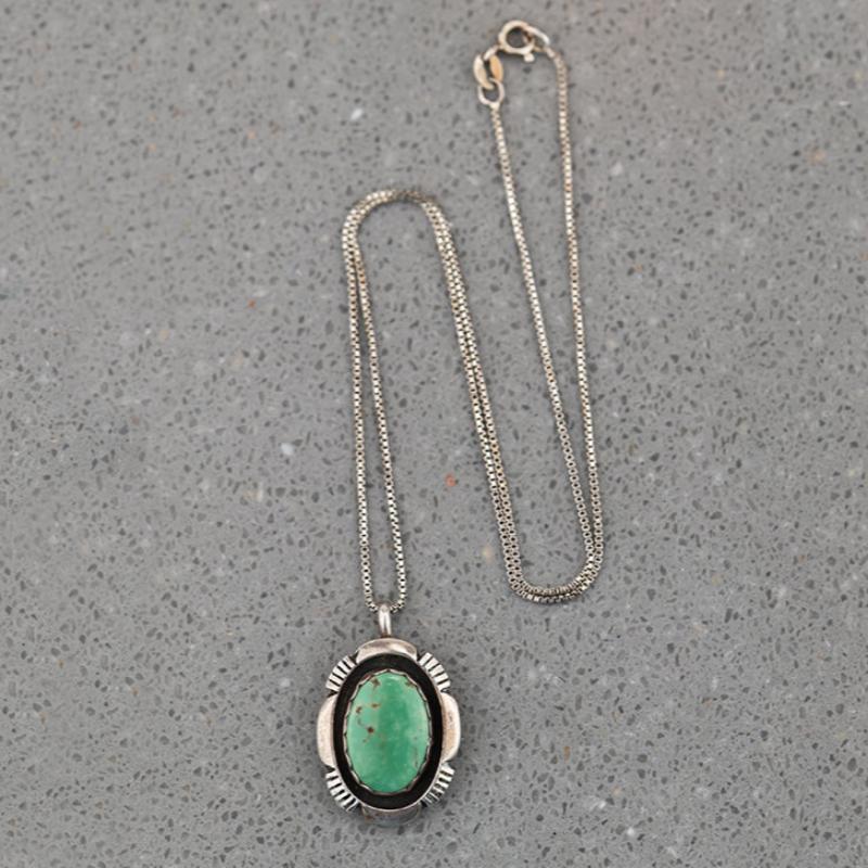 Stunning Turquoise & Sterling Silver Shadowbox Pendant by L.M. Nez