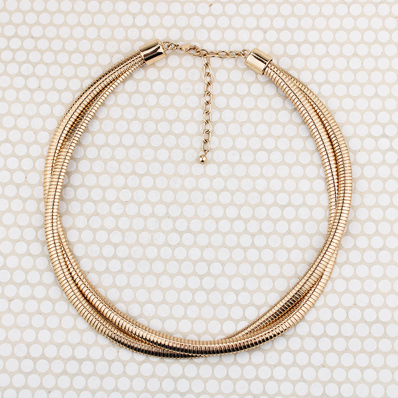 Slinky Double Strand Gold Filled Gas Pipe Necklace
