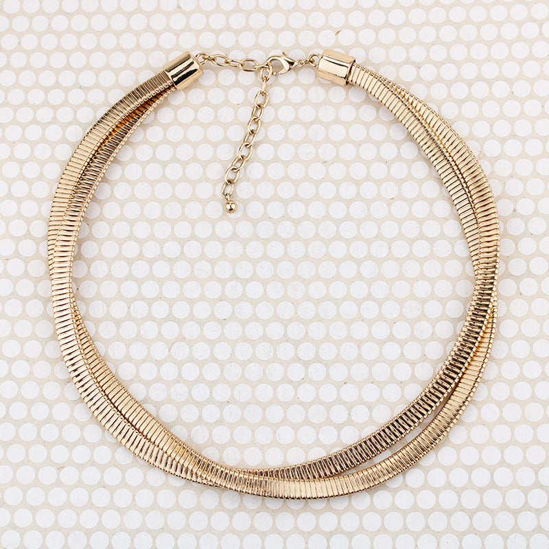 Slinky Double Strand Gold Filled Gas Pipe Necklace