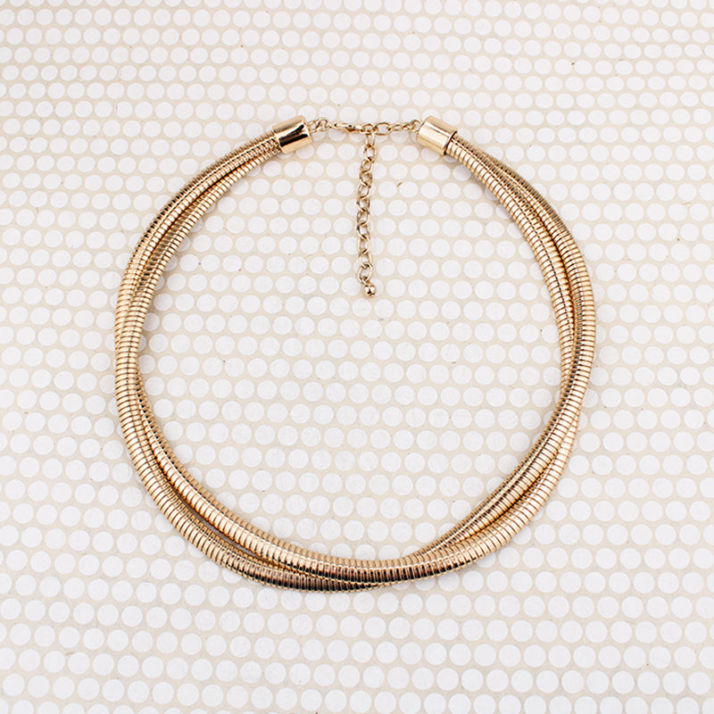 Slinky Double Strand Gold Filled Gas Pipe Necklace