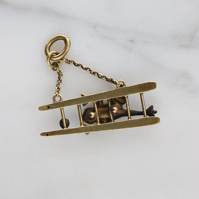 Frog on a Ladder Charm in 14k Gold