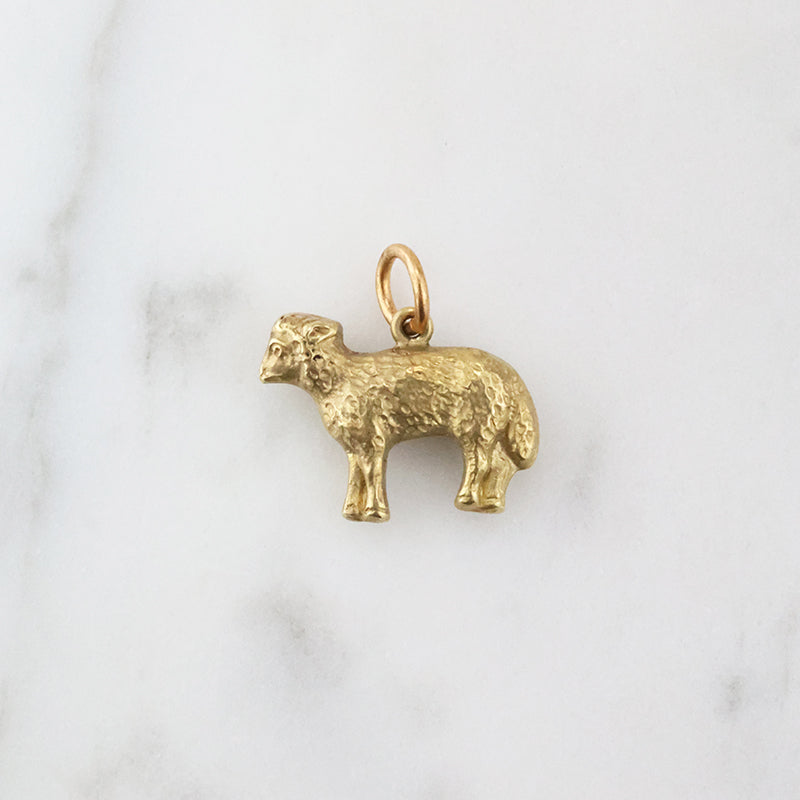 Golden Fleece Lamb Charm in 14k Gold
