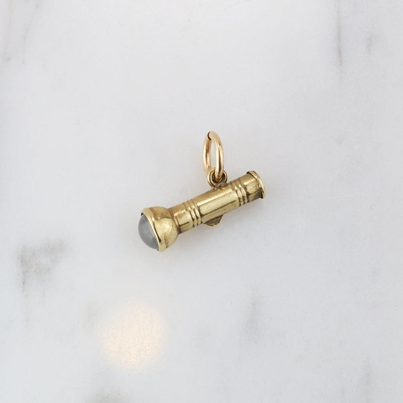 Moonstone & 14k Gold Flashlight Charm