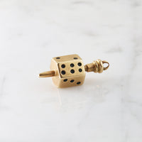 Antique Gold Dice Spinner Pendant