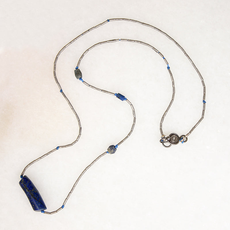 Ancient Lapis & Silver Bead Necklace by Ancient Influences