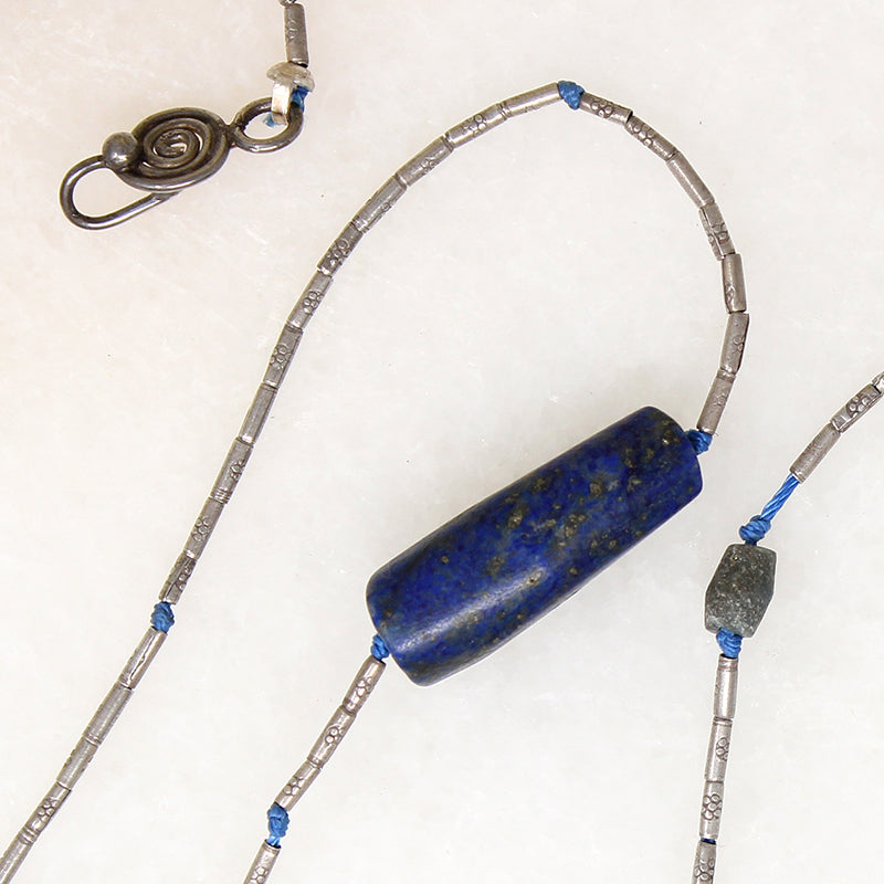 Ancient Lapis & Silver Bead Necklace by Ancient Influences