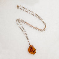 Amber Pendant on Two-Tone Chain by Ancient Influences