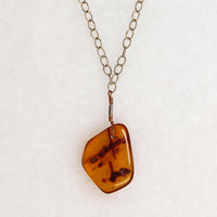 Amber Pendant on Two-Tone Chain by Ancient Influences