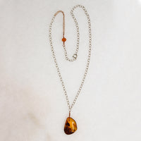 Radiant Amber on Two-Tone Necklace by Ancient Influences