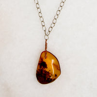 Radiant Amber on Two-Tone Necklace by Ancient Influences
