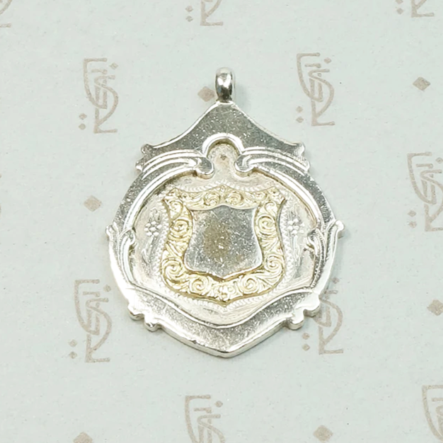 Engraved Gold on Silver 1915 English Medal Fob
